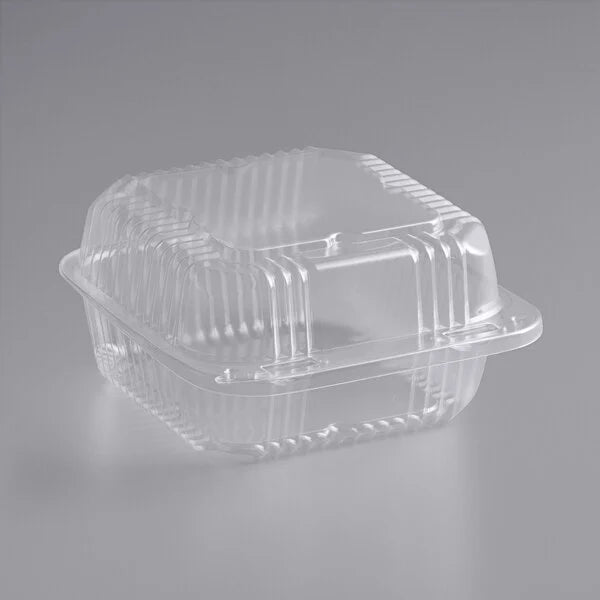 5'' x 5" x 3" Clear PET Plastic Hinged-Lid Take Out Container - 1 case (300 piece)
