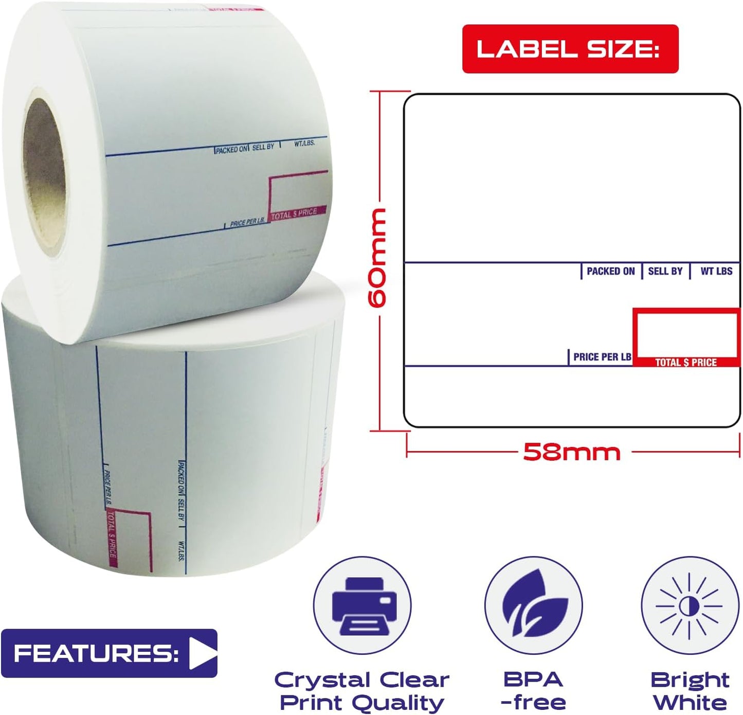 58 x 60 mm Label - Scale, 1000pcs/roll (1 BOX / 24 Rolls)