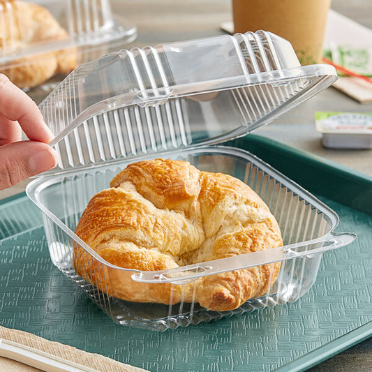 5'' x 5" x 3" Clear PET Plastic Hinged-Lid Take Out Container - 1 case (300 piece)