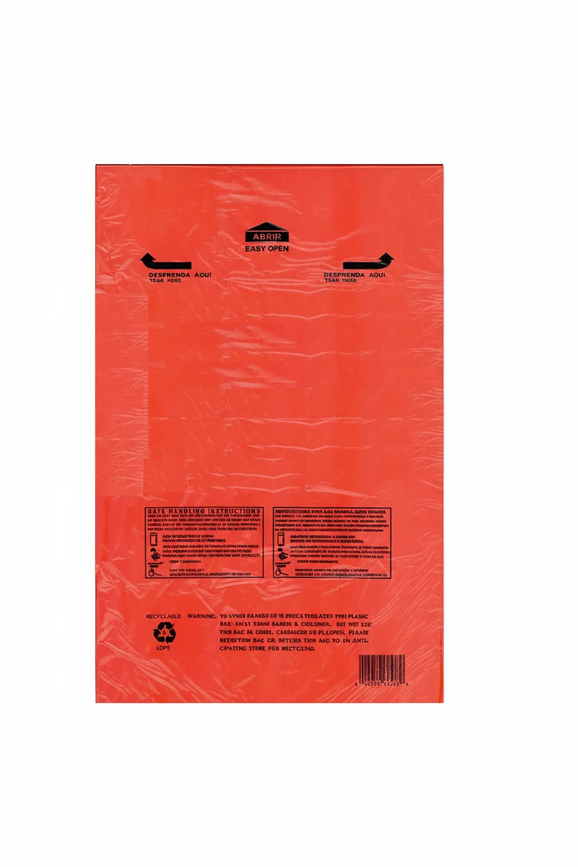 16 x 24  Red Plastic Meat  Roll Bag HDPE