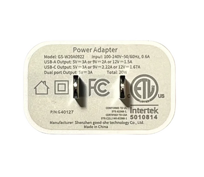 20W PD Wall Charger ( 1 USB + 1 PD ) West